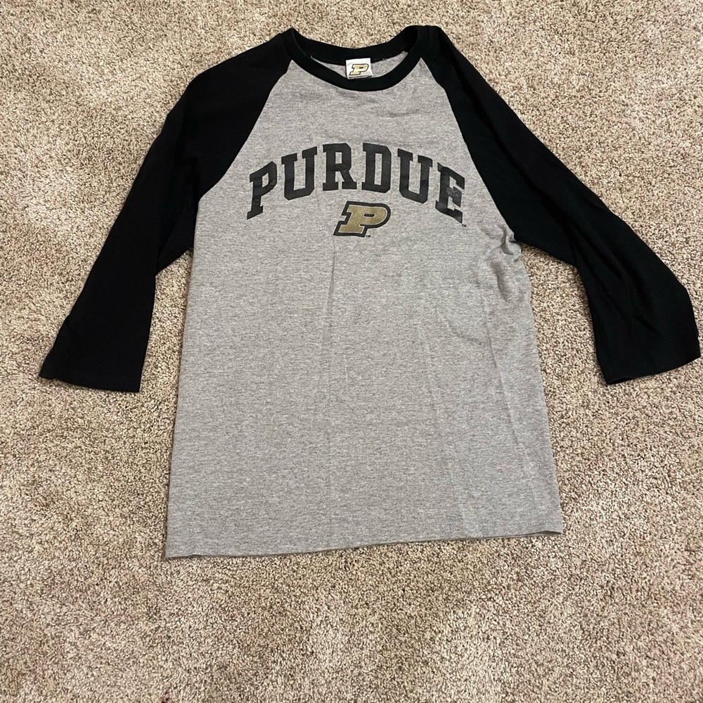 Purdue Raglan 3/4 Sleeve Shirt - Gray and Black